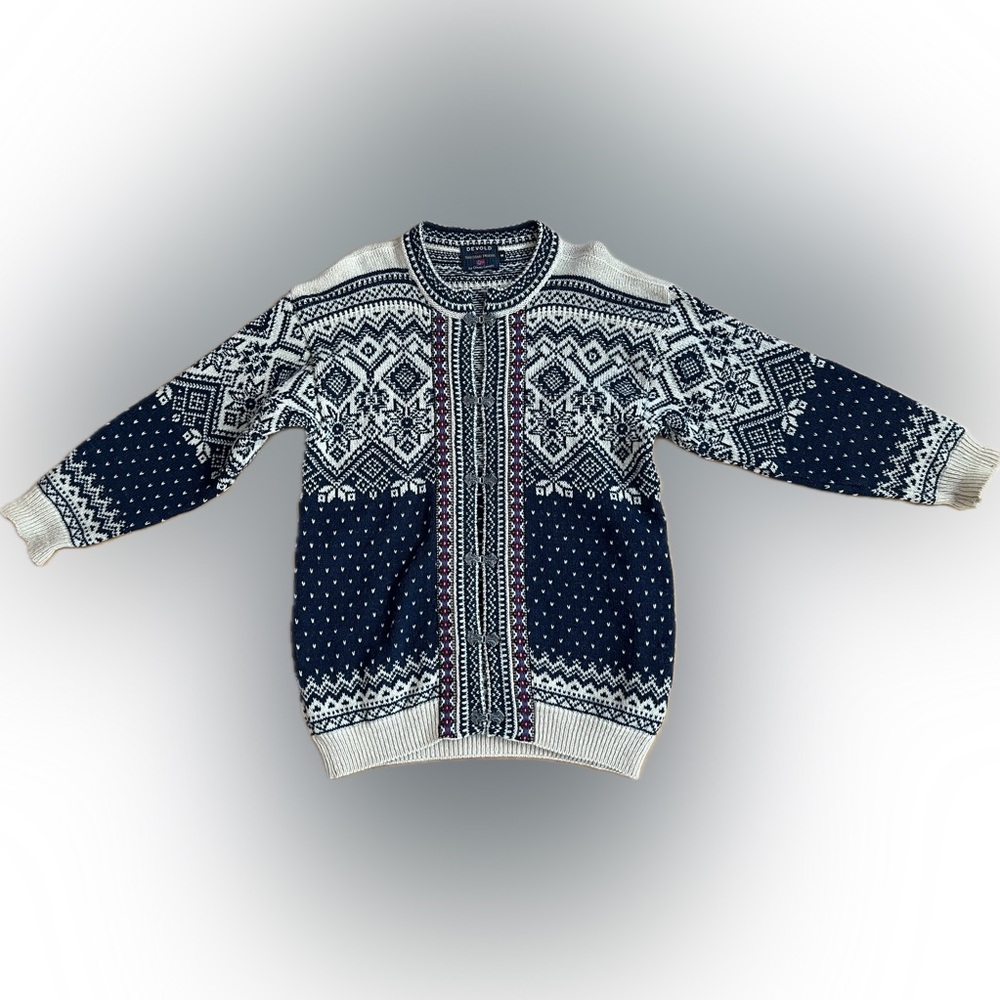 🇳🇴VTG Traditional Norwegian Cardigan Sweater—Devold by Olmes Carretti | Men’s M - Picture 3 of 17